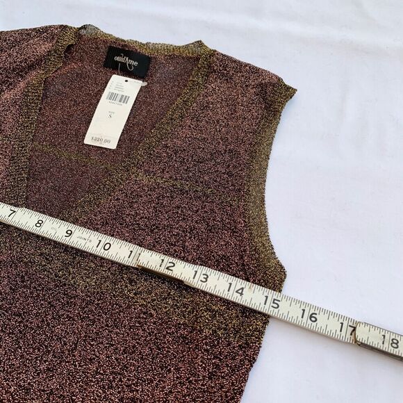 Anthropologie Ottod'Ame V Neck Tank Top Size S Brown Gold Copper $320 Party Fall - Picture 11 of 13